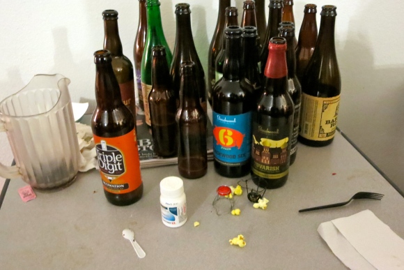 The aftermath of Airwaves' bottle share.