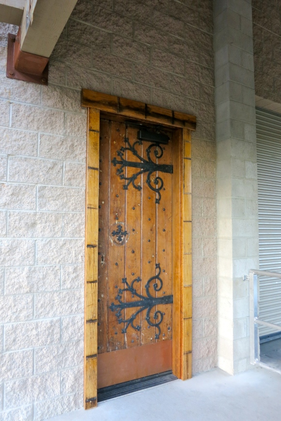 The old French church door that leads to the Barrelworks warehouse